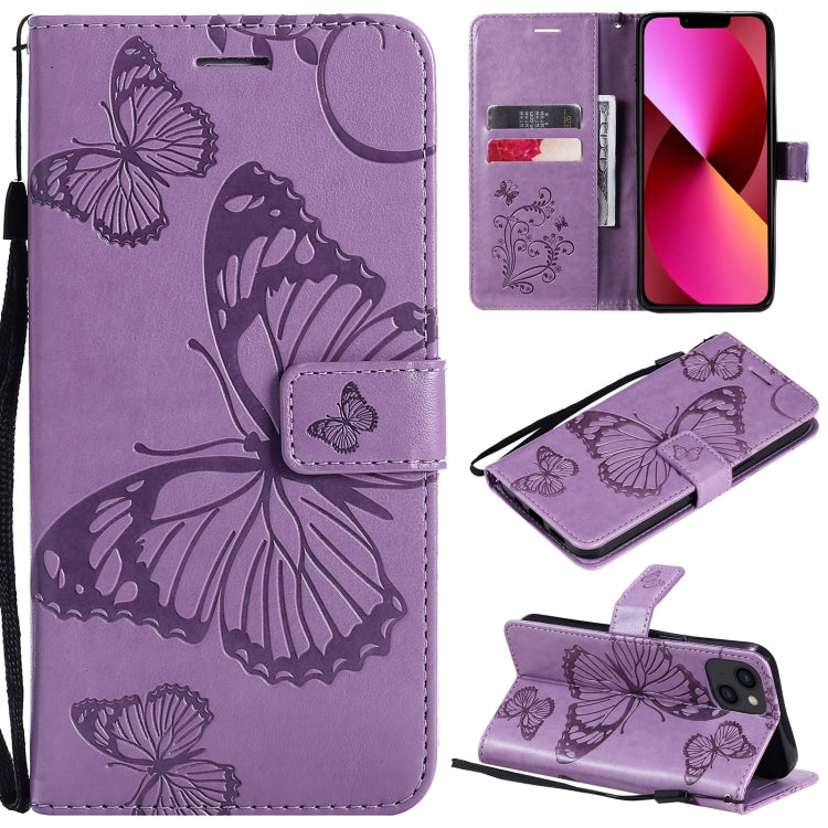 3D Butterfly Embossed Pattern Horizontal Flip Leather Case with Holder & Card Slot & Wallet & Lanyard, For iPhone 13 mini, For iPhone 13, For iPhone 13 Pro