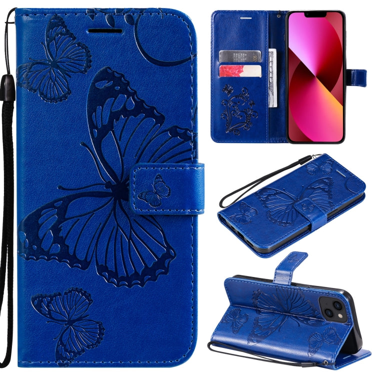 3D Butterfly Embossed Pattern Horizontal Flip Leather Case with Holder & Card Slot & Wallet & Lanyard, For iPhone 13 mini, For iPhone 13, For iPhone 13 Pro