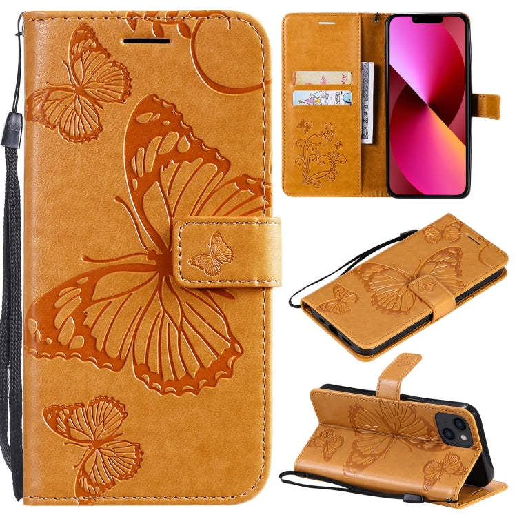 3D Butterfly Embossed Pattern Horizontal Flip Leather Case with Holder & Card Slot & Wallet & Lanyard, For iPhone 13 mini, For iPhone 13, For iPhone 13 Pro