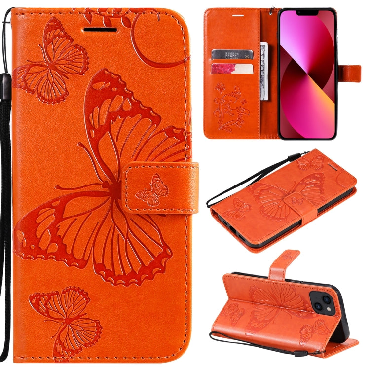 3D Butterfly Embossed Pattern Horizontal Flip Leather Case with Holder & Card Slot & Wallet & Lanyard, For iPhone 13 mini, For iPhone 13, For iPhone 13 Pro