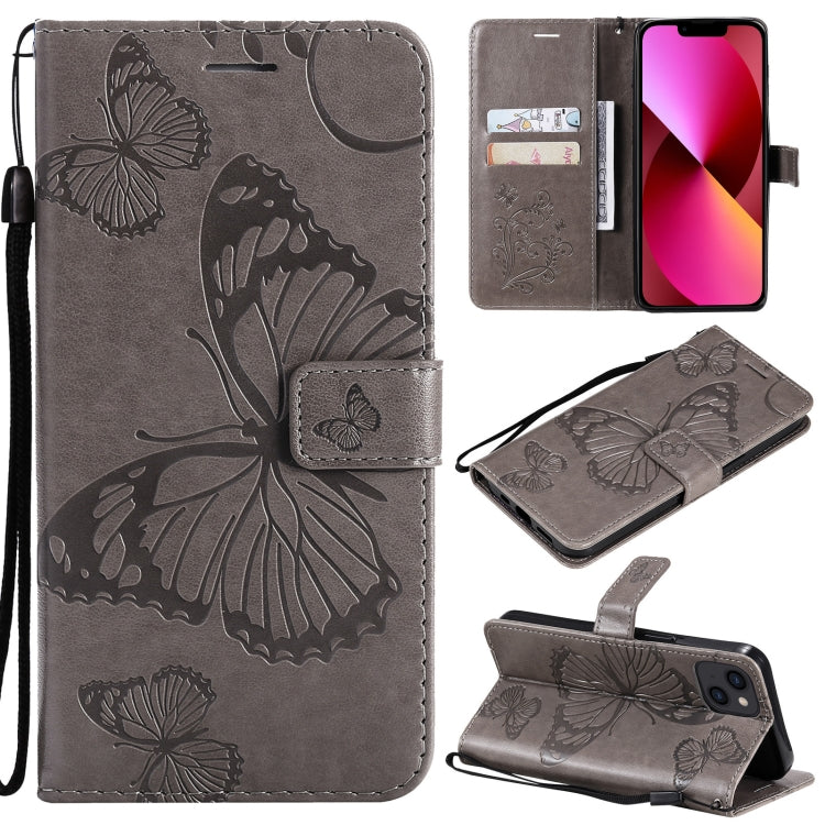 3D Butterfly Embossed Pattern Horizontal Flip Leather Case with Holder & Card Slot & Wallet & Lanyard, For iPhone 13 mini, For iPhone 13, For iPhone 13 Pro