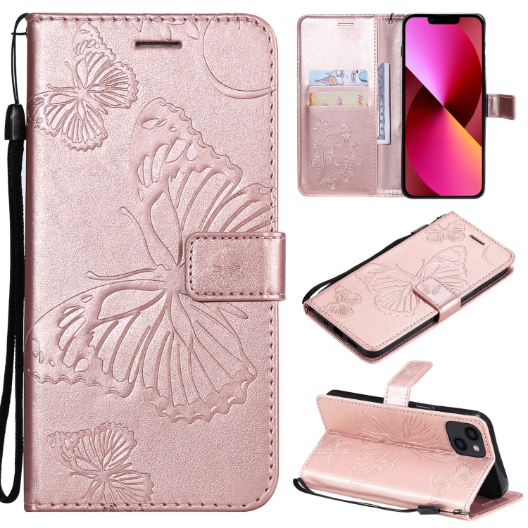 3D Butterfly Embossed Pattern Horizontal Flip Leather Case with Holder & Card Slot & Wallet & Lanyard, For iPhone 13 mini, For iPhone 13, For iPhone 13 Pro