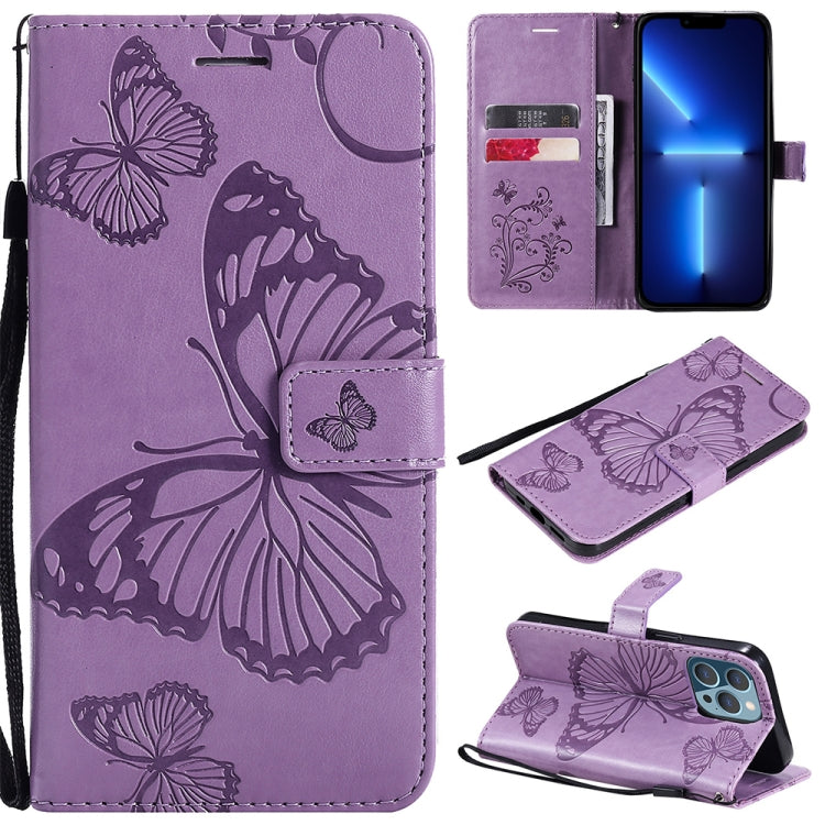 3D Butterfly Embossed Pattern Horizontal Flip Leather Case with Holder & Card Slot & Wallet & Lanyard, For iPhone 13 mini, For iPhone 13, For iPhone 13 Pro