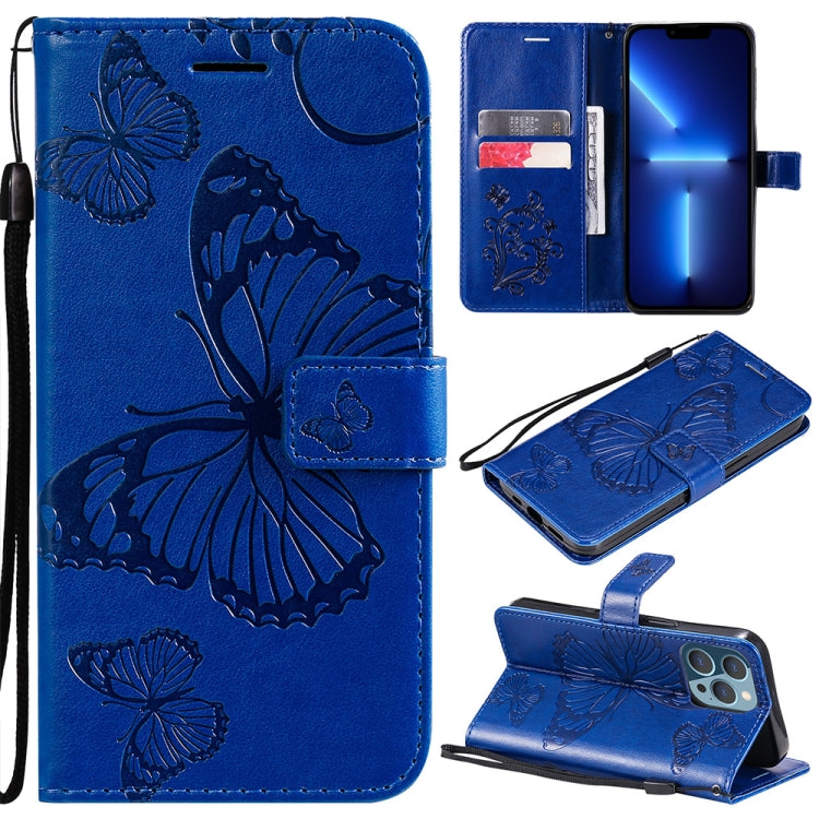 3D Butterfly Embossed Pattern Horizontal Flip Leather Case with Holder & Card Slot & Wallet & Lanyard, For iPhone 13 mini, For iPhone 13, For iPhone 13 Pro