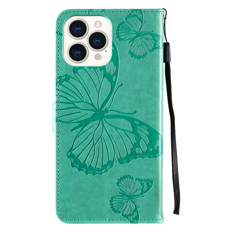 3D Butterfly Embossed Pattern Horizontal Flip Leather Case with Holder & Card Slot & Wallet & Lanyard, For iPhone 13 Pro Max