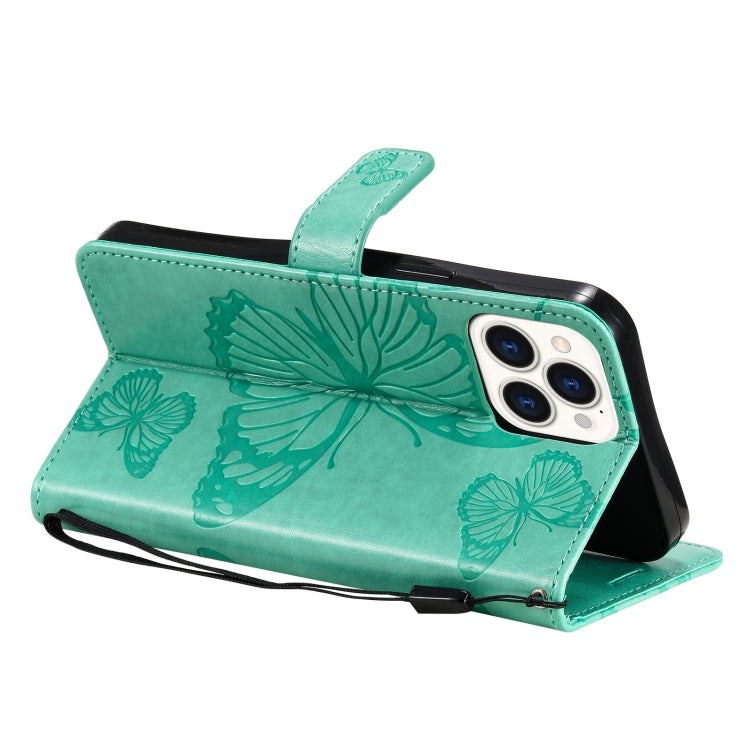 3D Butterfly Embossed Pattern Horizontal Flip Leather Case with Holder & Card Slot & Wallet & Lanyard, For iPhone 13 Pro Max