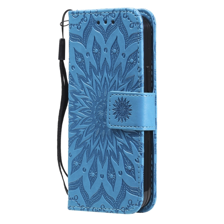 Pressed Printing Sunflower Pattern Horizontal Flip PU Leather Case Holder & Card Slots & Wallet & Lanyard, For iPhone 13 mini, For iPhone 13, For iPhone 13 Pro