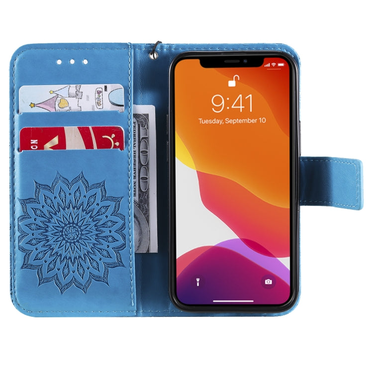 Pressed Printing Sunflower Pattern Horizontal Flip PU Leather Case Holder & Card Slots & Wallet & Lanyard, For iPhone 13 mini, For iPhone 13, For iPhone 13 Pro