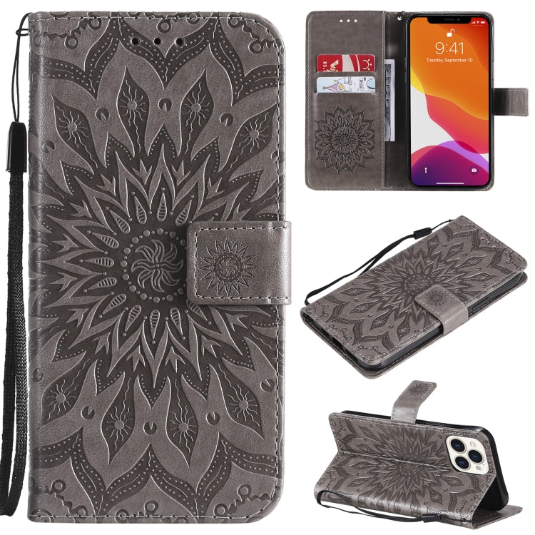 Pressed Printing Sunflower Pattern Horizontal Flip PU Leather Case Holder & Card Slots & Wallet & Lanyard, For iPhone 13 Pro Max