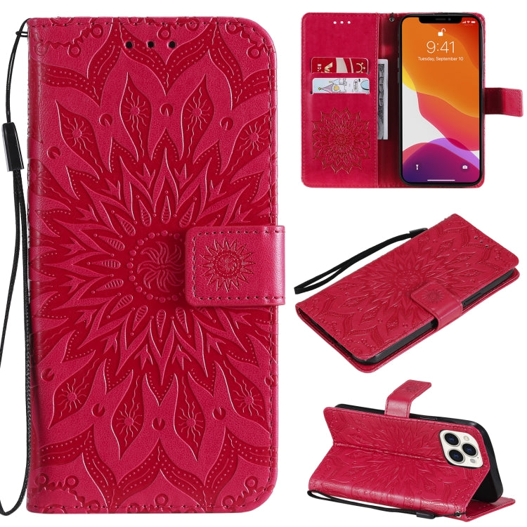 Pressed Printing Sunflower Pattern Horizontal Flip PU Leather Case Holder & Card Slots & Wallet & Lanyard, For iPhone 13 Pro Max