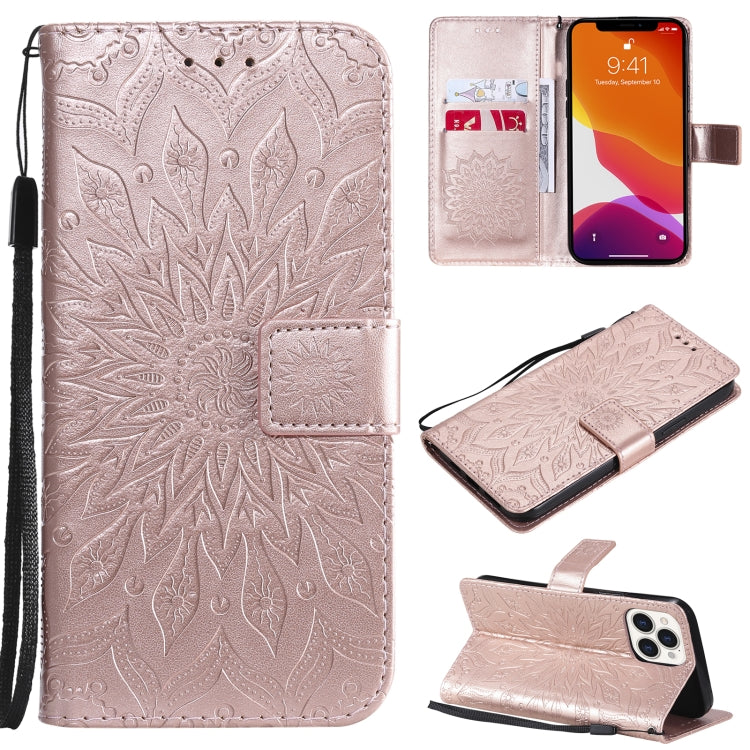 Pressed Printing Sunflower Pattern Horizontal Flip PU Leather Case Holder & Card Slots & Wallet & Lanyard, For iPhone 13 Pro Max