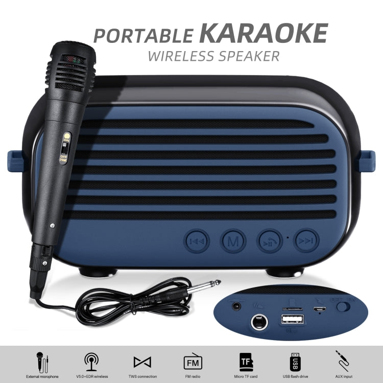 New Rixing NR-3000M Bluetooth 5.0 Portable Karaoke Wireless Bluetooth Speaker with Microphone & Shoulder Strap, NR-3000M(Blue), NR-3000M(Green), NR-3000M(Black), NR-3000M(Red)