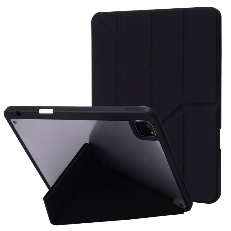 Deformation Transparent Acrylic Horizontal Flip PU Leather Case with Multi-folding Holder & Sleep / Wake-up Function & Pen Slot, For iPad Pro 11.0 2021 / 2020 / 2018, For iPad Air 2022 / 2020 10.9, For iPad 9.7 2017 / 2018 / Pro 9.7                    ...
