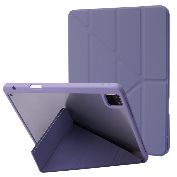 Deformation Transparent Acrylic Horizontal Flip PU Leather Case with Multi-folding Holder & Sleep / Wake-up Function & Pen Slot, For iPad Pro 11.0 2021 / 2020 / 2018, For iPad Air 2022 / 2020 10.9, For iPad 9.7 2017 / 2018 / Pro 9.7                    ...