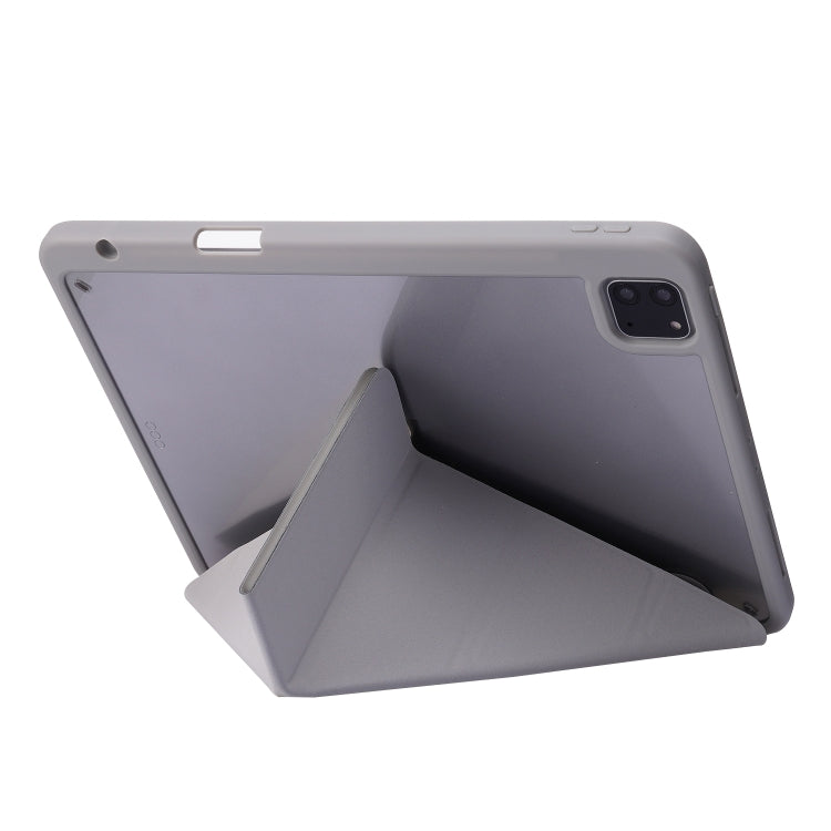 Deformation Transparent Acrylic Horizontal Flip PU Leather Case with Multi-folding Holder & Sleep / Wake-up Function & Pen Slot, For iPad Pro 11.0 2021 / 2020 / 2018, For iPad Air 2022 / 2020 10.9, For iPad 9.7 2017 / 2018 / Pro 9.7                    ...