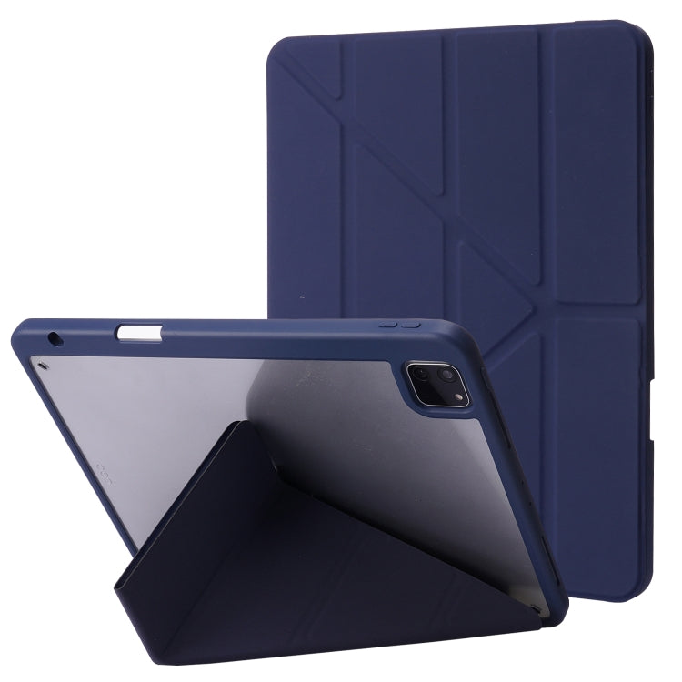Étui à rabat horizontal en cuir PU transparent et déformable, avec support multi-plis, fonction veille/réveil et emplacement pour stylet, pour iPad Air 2022/2020 10.9, iPad Pro 11.0 2021/2020/2018, iPad 9.7 2017/2018/Pro 9.7