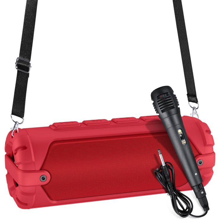 New Rixing NR-6013M Bluetooth 5.0 Portable Outdoor Karaoke Wireless Bluetooth Speaker with Microphone & Shoulder Strap, NR-6013M(Red), NR-6013M(Blue), NR-6013M(Green), NR-6013M(Black)