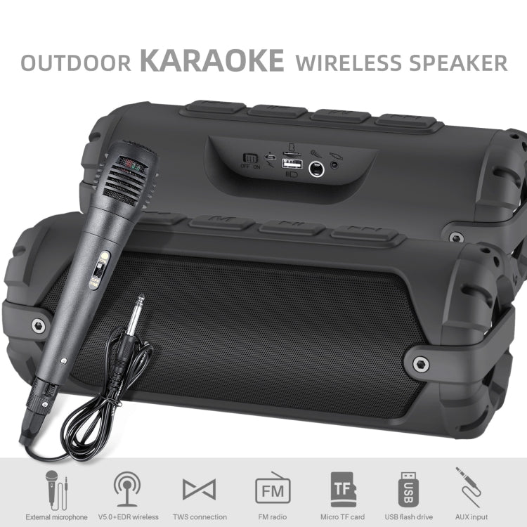 New Rixing NR-6013M Bluetooth 5.0 Portable Outdoor Karaoke Wireless Bluetooth Speaker with Microphone & Shoulder Strap, NR-6013M(Black), NR-6013M(Red), NR-6013M(Blue), NR-6013M(Green)