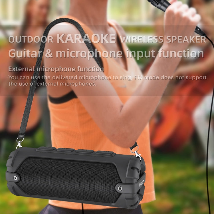 New Rixing NR-6013M Bluetooth 5.0 Portable Outdoor Karaoke Wireless Bluetooth Speaker with Microphone & Shoulder Strap, NR-6013M(Black), NR-6013M(Red), NR-6013M(Blue), NR-6013M(Green)