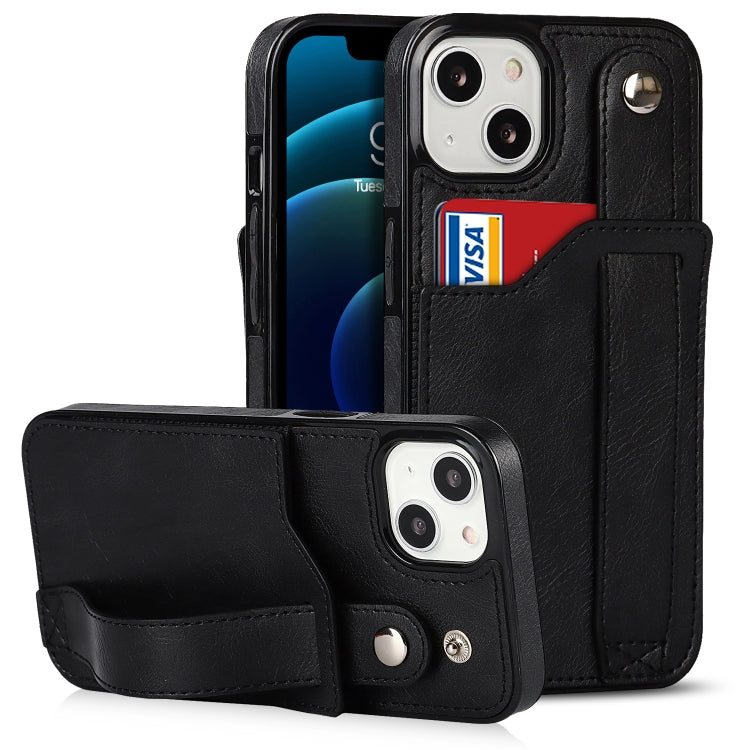 Crazy Horse Texture Shockproof TPU + PU Leather Case with Card Slot & Wrist Strap Holder, For iPhone 13 mini, For iPhone 13, For iPhone 13 Pro
