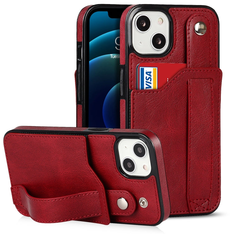 Crazy Horse Texture Shockproof TPU + PU Leather Case with Card Slot & Wrist Strap Holder, For iPhone 13 mini, For iPhone 13, For iPhone 13 Pro