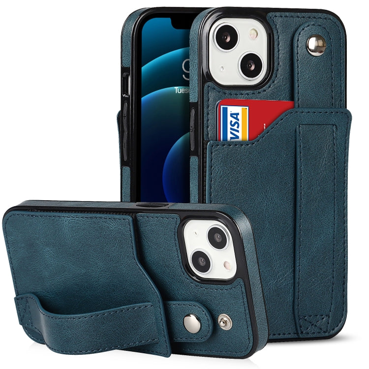 Crazy Horse Texture Shockproof TPU + PU Leather Case with Card Slot & Wrist Strap Holder, For iPhone 13 mini, For iPhone 13, For iPhone 13 Pro