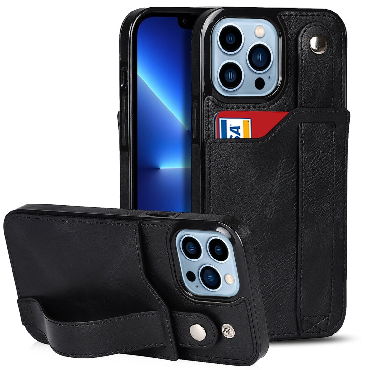 Crazy Horse Texture Shockproof TPU + PU Leather Case with Card Slot & Wrist Strap Holder, For iPhone 13 mini, For iPhone 13, For iPhone 13 Pro