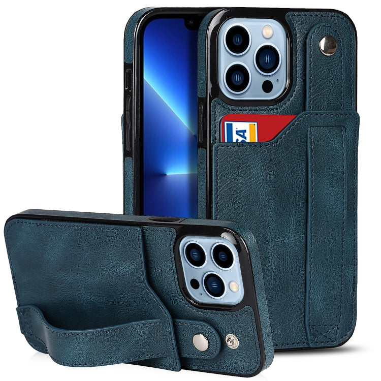 Crazy Horse Texture Shockproof TPU + PU Leather Case with Card Slot & Wrist Strap Holder, For iPhone 13 mini, For iPhone 13, For iPhone 13 Pro