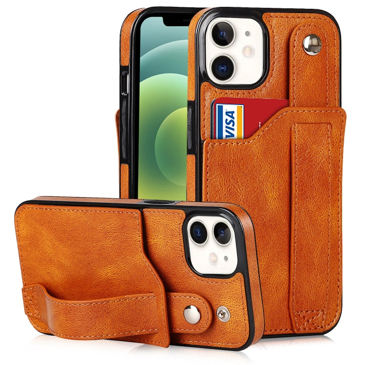 Crazy Horse Texture Shockproof TPU + PU Leather Case with Card Slot & Wrist Strap Holder, For iPhone 13 Pro Max, For iPhone 12 mini, For iPhone 12 / 12 Pro