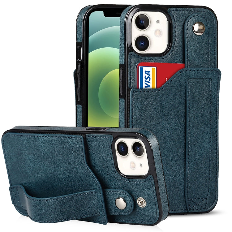 Crazy Horse Texture Shockproof TPU + PU Leather Case with Card Slot & Wrist Strap Holder, For iPhone 13 Pro Max, For iPhone 12 mini, For iPhone 12 / 12 Pro