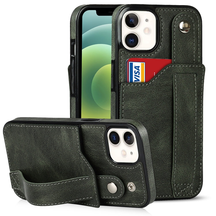 Crazy Horse Texture Shockproof TPU + PU Leather Case with Card Slot & Wrist Strap Holder, For iPhone 13 Pro Max, For iPhone 12 mini, For iPhone 12 / 12 Pro