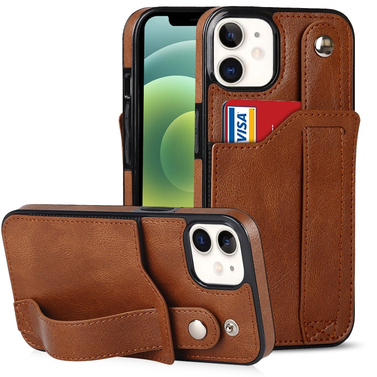 Crazy Horse Texture Shockproof TPU + PU Leather Case with Card Slot & Wrist Strap Holder, For iPhone 13 Pro Max, For iPhone 12 mini, For iPhone 12 / 12 Pro