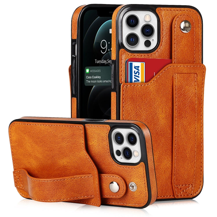 Crazy Horse Texture Shockproof TPU + PU Leather Case with Card Slot & Wrist Strap Holder, For iPhone 13 Pro Max, For iPhone 12 mini, For iPhone 12 / 12 Pro
