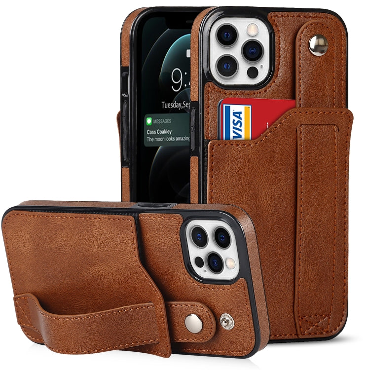 Crazy Horse Texture Shockproof TPU + PU Leather Case with Card Slot & Wrist Strap Holder, For iPhone 13 Pro Max, For iPhone 12 mini, For iPhone 12 / 12 Pro