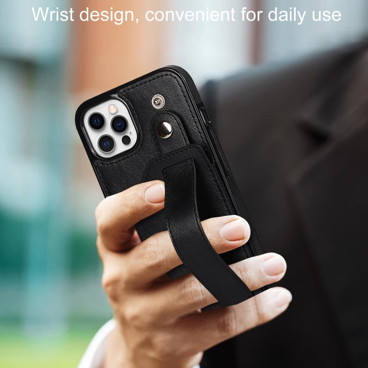 Crazy Horse Texture Shockproof TPU + PU Leather Case with Card Slot & Wrist Strap Holder, For iPhone 12 Pro Max, For iPhone 11, For iPhone 11 Pro