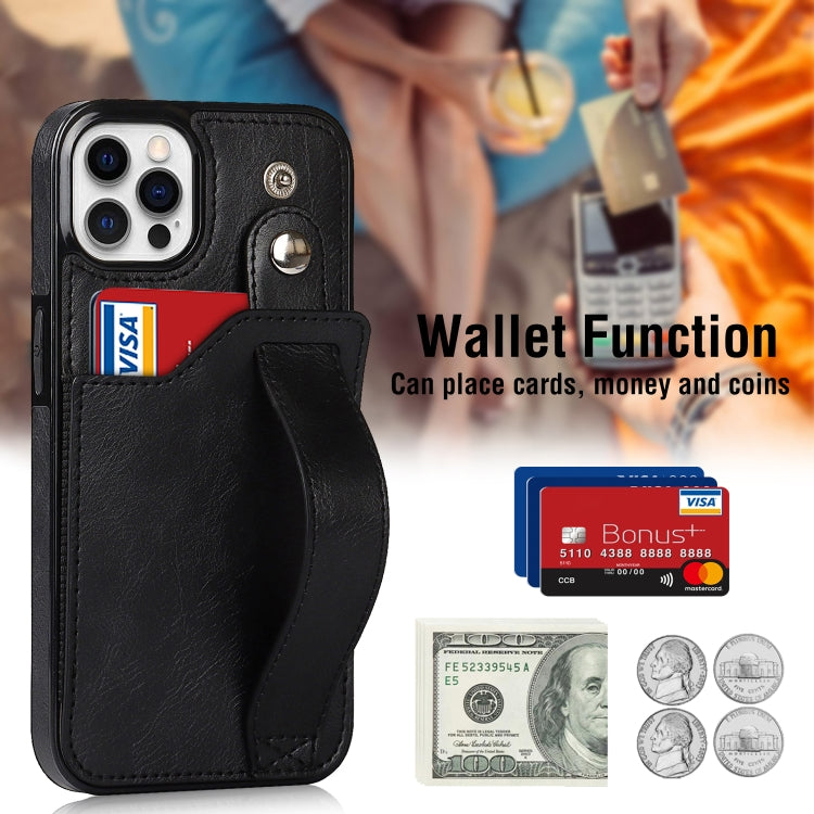 Crazy Horse Texture Shockproof TPU + PU Leather Case with Card Slot & Wrist Strap Holder, For iPhone 12 Pro Max, For iPhone 11, For iPhone 11 Pro