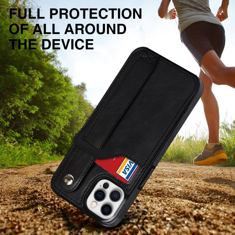 Crazy Horse Texture Shockproof TPU + PU Leather Case with Card Slot & Wrist Strap Holder, For iPhone 12 Pro Max, For iPhone 11, For iPhone 11 Pro