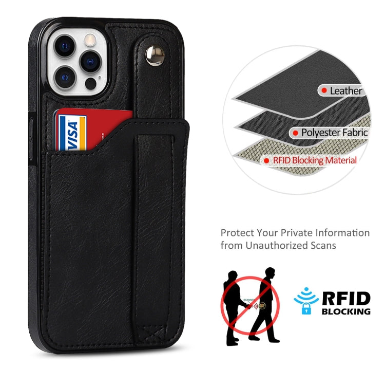 Crazy Horse Texture Shockproof TPU + PU Leather Case with Card Slot & Wrist Strap Holder, For iPhone 12 Pro Max, For iPhone 11, For iPhone 11 Pro