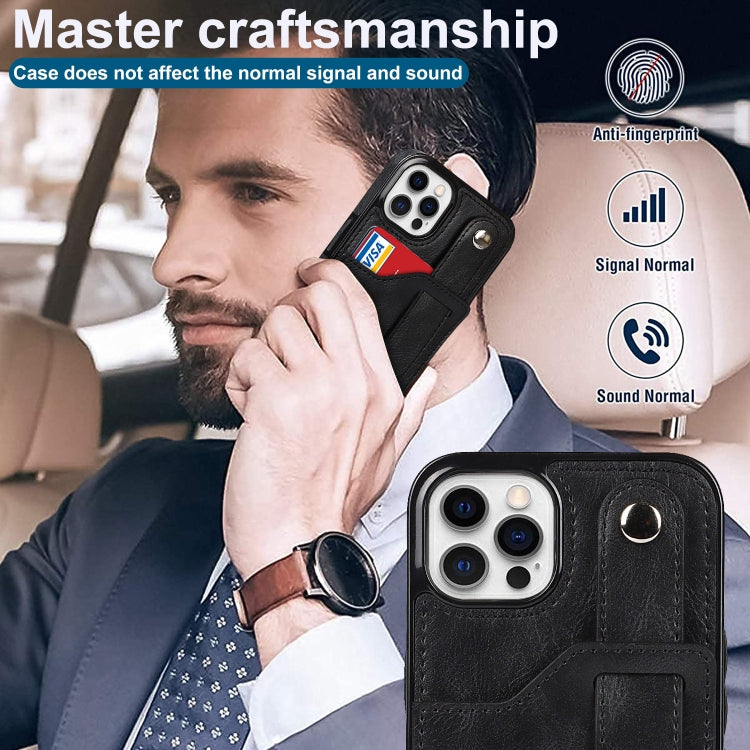 Crazy Horse Texture Shockproof TPU + PU Leather Case with Card Slot & Wrist Strap Holder, For iPhone 12 Pro Max, For iPhone 11, For iPhone 11 Pro