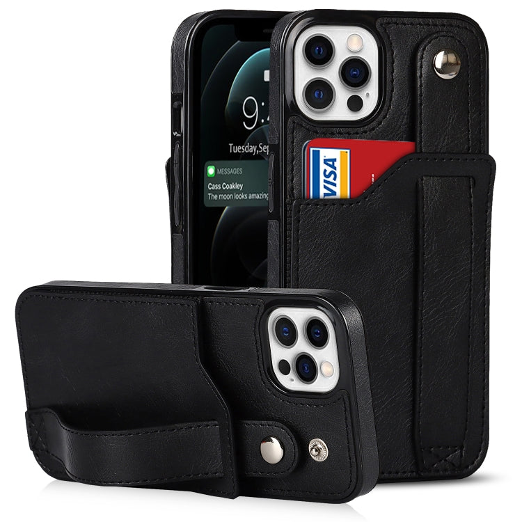 Crazy Horse Texture Shockproof TPU + PU Leather Case with Card Slot & Wrist Strap Holder, For iPhone 12 Pro Max, For iPhone 11, For iPhone 11 Pro