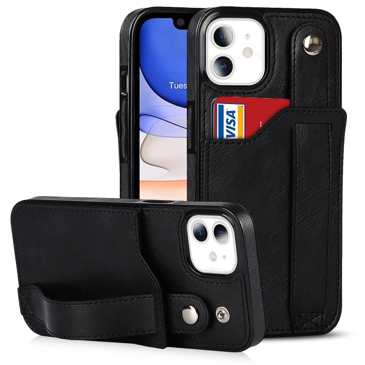 Crazy Horse Texture Shockproof TPU + PU Leather Case with Card Slot & Wrist Strap Holder, For iPhone 12 Pro Max, For iPhone 11, For iPhone 11 Pro