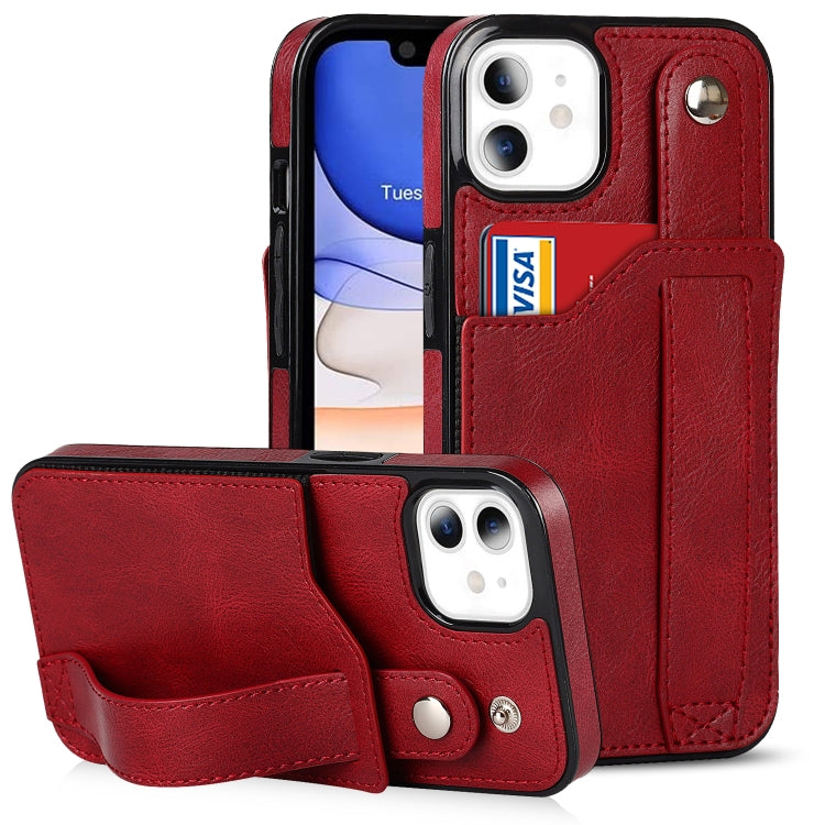 Crazy Horse Texture Shockproof TPU + PU Leather Case with Card Slot & Wrist Strap Holder, For iPhone 12 Pro Max, For iPhone 11, For iPhone 11 Pro