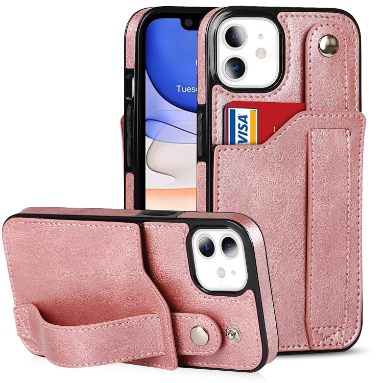 Crazy Horse Texture Shockproof TPU + PU Leather Case with Card Slot & Wrist Strap Holder, For iPhone 12 Pro Max, For iPhone 11, For iPhone 11 Pro