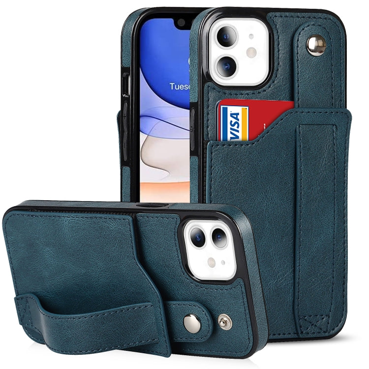 Crazy Horse Texture Shockproof TPU + PU Leather Case with Card Slot & Wrist Strap Holder, For iPhone 12 Pro Max, For iPhone 11, For iPhone 11 Pro
