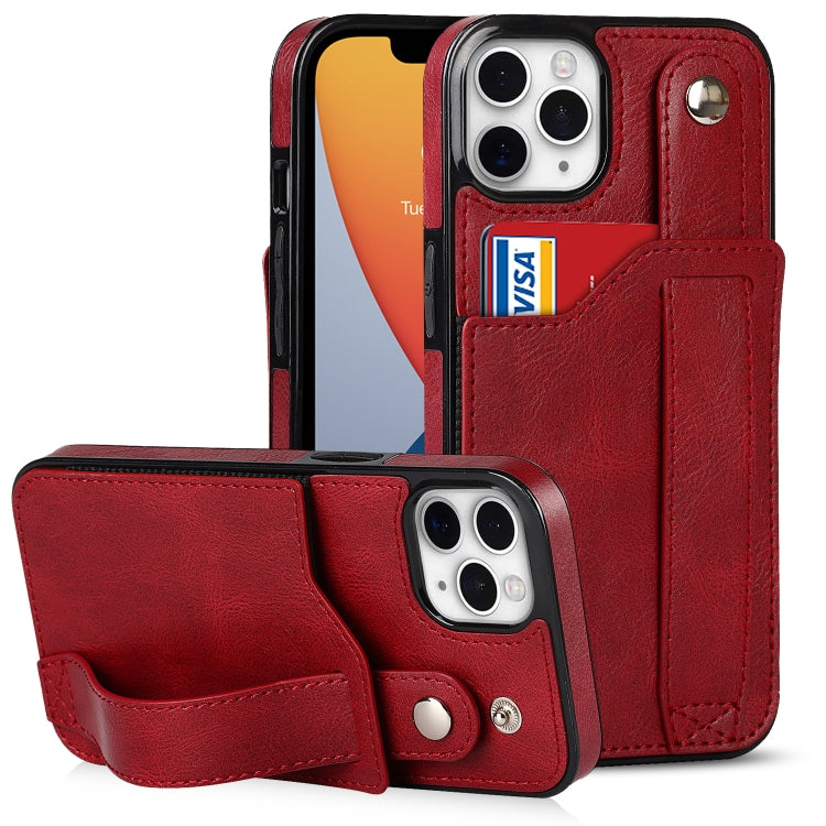 Crazy Horse Texture Shockproof TPU + PU Leather Case with Card Slot & Wrist Strap Holder, For iPhone 12 Pro Max, For iPhone 11, For iPhone 11 Pro