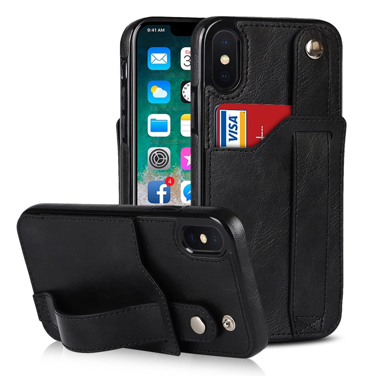 Crazy Horse Texture Shockproof TPU + PU Leather Case with Card Slot & Wrist Strap Holder, For iPhone 11 Pro Max, For iPhone X / XS, For iPhone XR