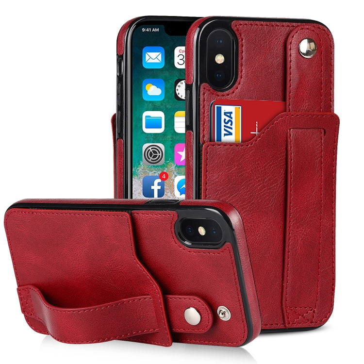 Crazy Horse Texture Shockproof TPU + PU Leather Case with Card Slot & Wrist Strap Holder, For iPhone 11 Pro Max, For iPhone X / XS, For iPhone XR