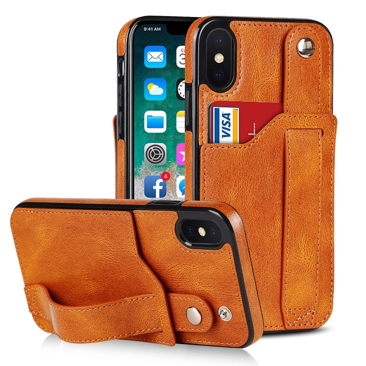 Crazy Horse Texture Shockproof TPU + PU Leather Case with Card Slot & Wrist Strap Holder, For iPhone 11 Pro Max, For iPhone X / XS, For iPhone XR