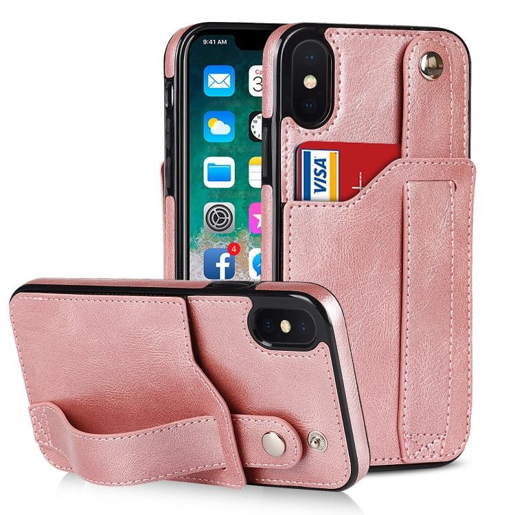 Crazy Horse Texture Shockproof TPU + PU Leather Case with Card Slot & Wrist Strap Holder, For iPhone 11 Pro Max, For iPhone X / XS, For iPhone XR