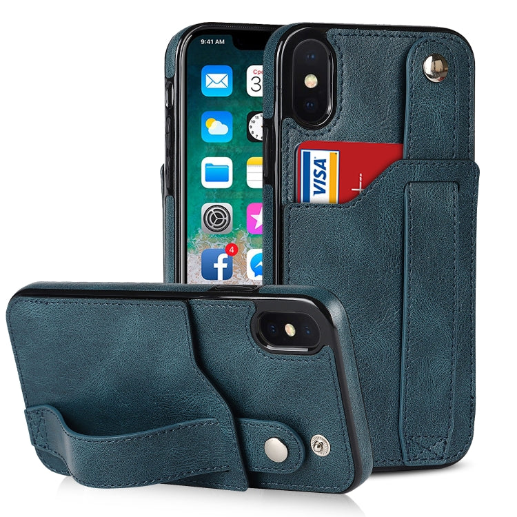 Crazy Horse Texture Shockproof TPU + PU Leather Case with Card Slot & Wrist Strap Holder, For iPhone 11 Pro Max, For iPhone X / XS, For iPhone XR